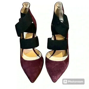 Vince Camuto Nigel Heels‎ Sugar Plum Suede Pointy Toe Elastic Straps Sz 6.5 M